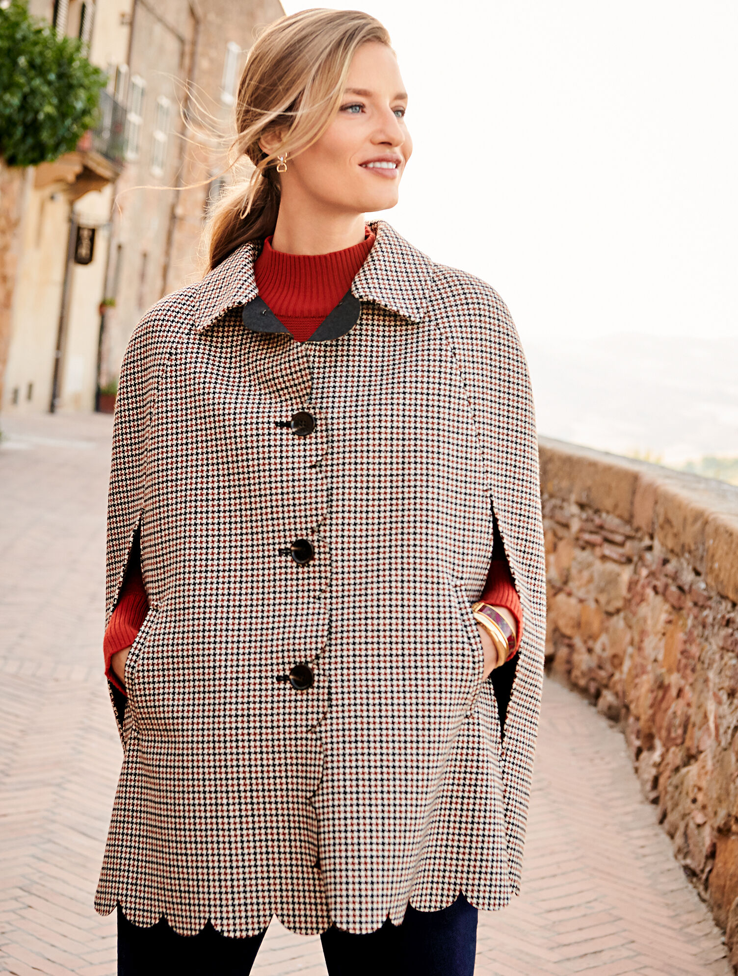 ella_selectshop＊dot wool boa cape Plaid Scallop Cape | Talbots