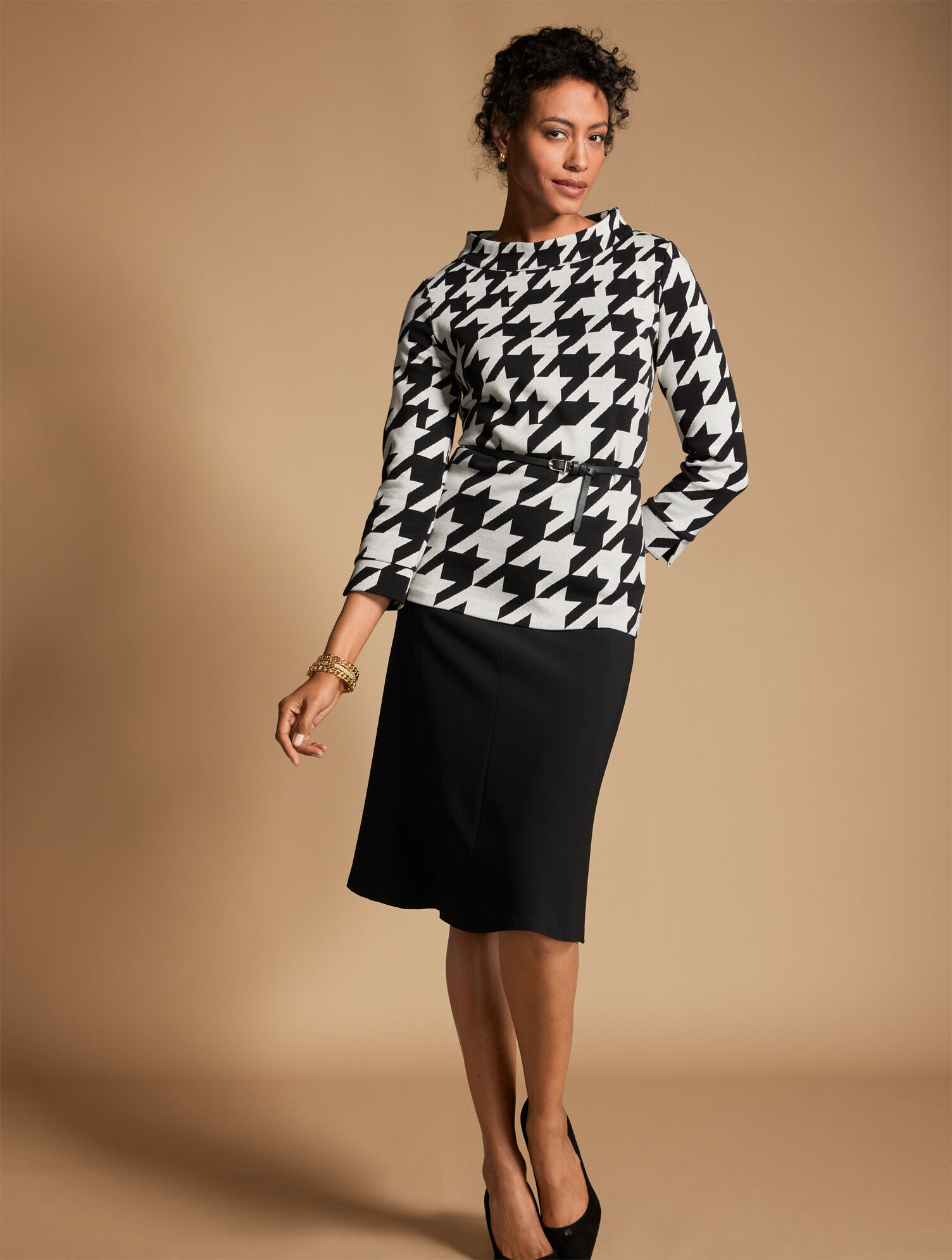 Houndstooth Jacquard Top | Talbots