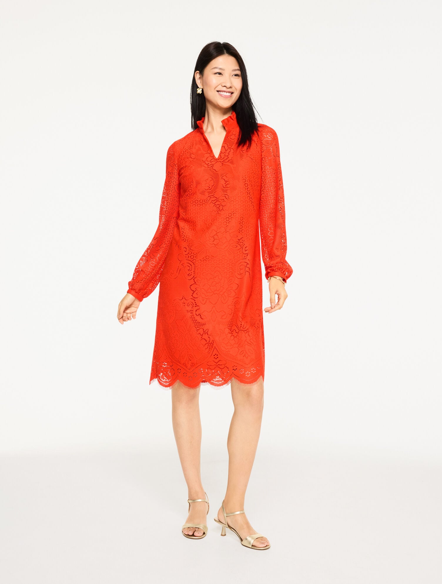 Coastal Lace Ruffle Shift Dress