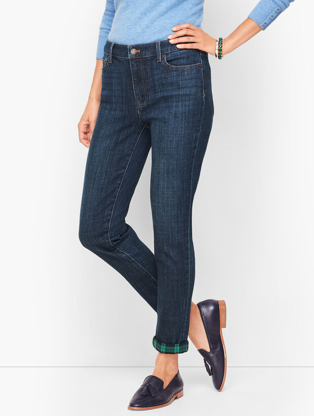 Flannel Cuff Ankle Jeans - Bowery  Wash