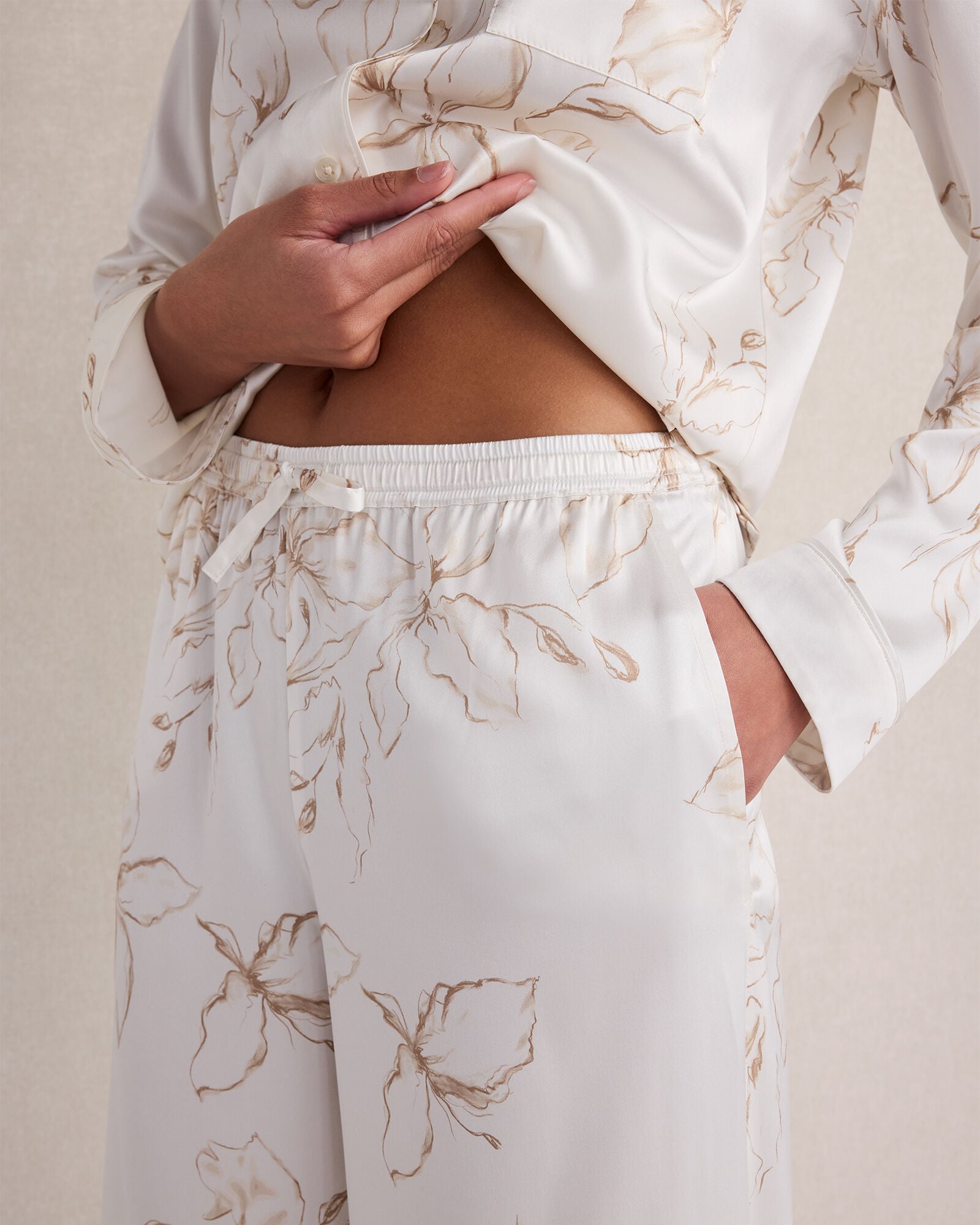 Washable Silk Floral Pajama Pants