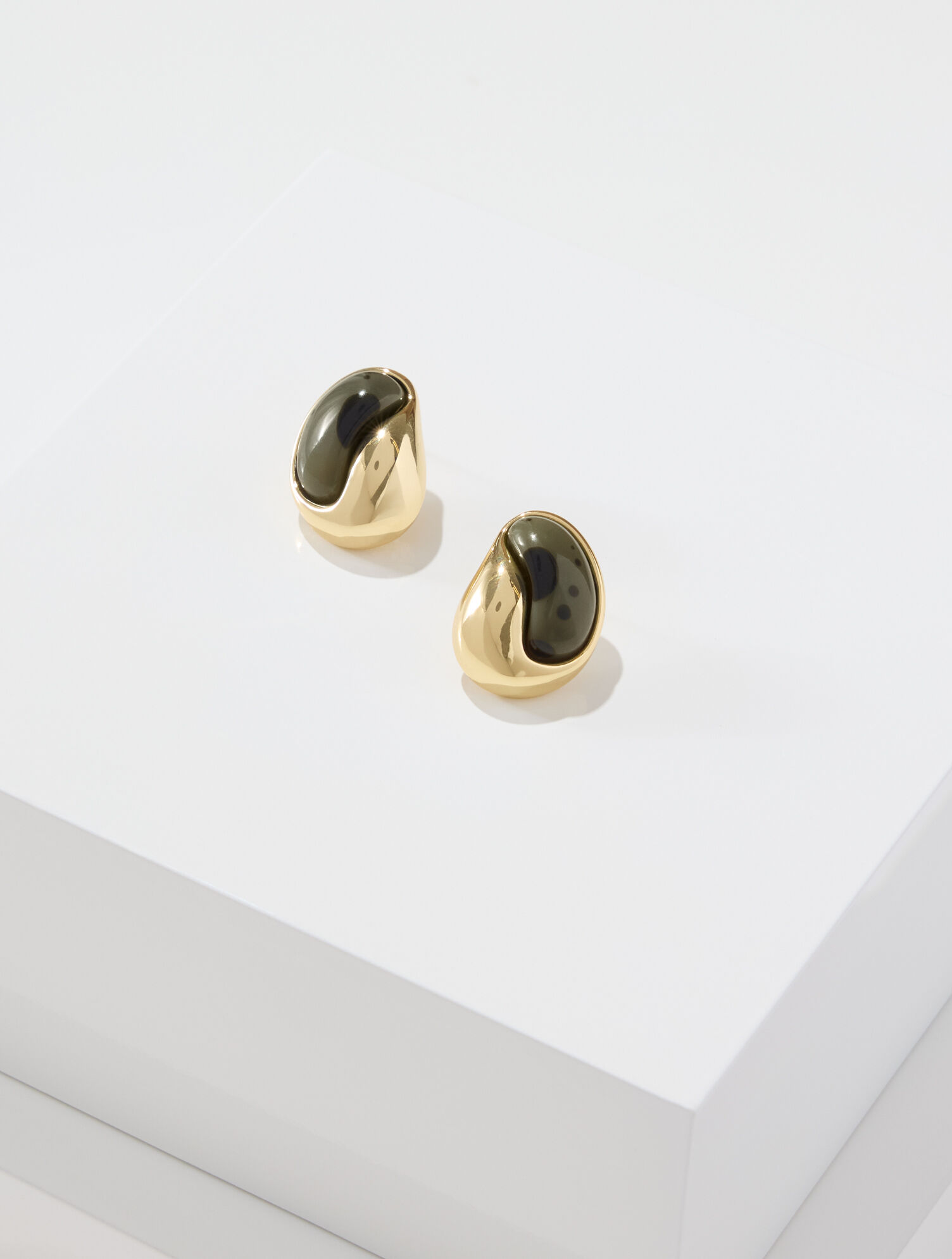 Olive Swirl Stud Earrings