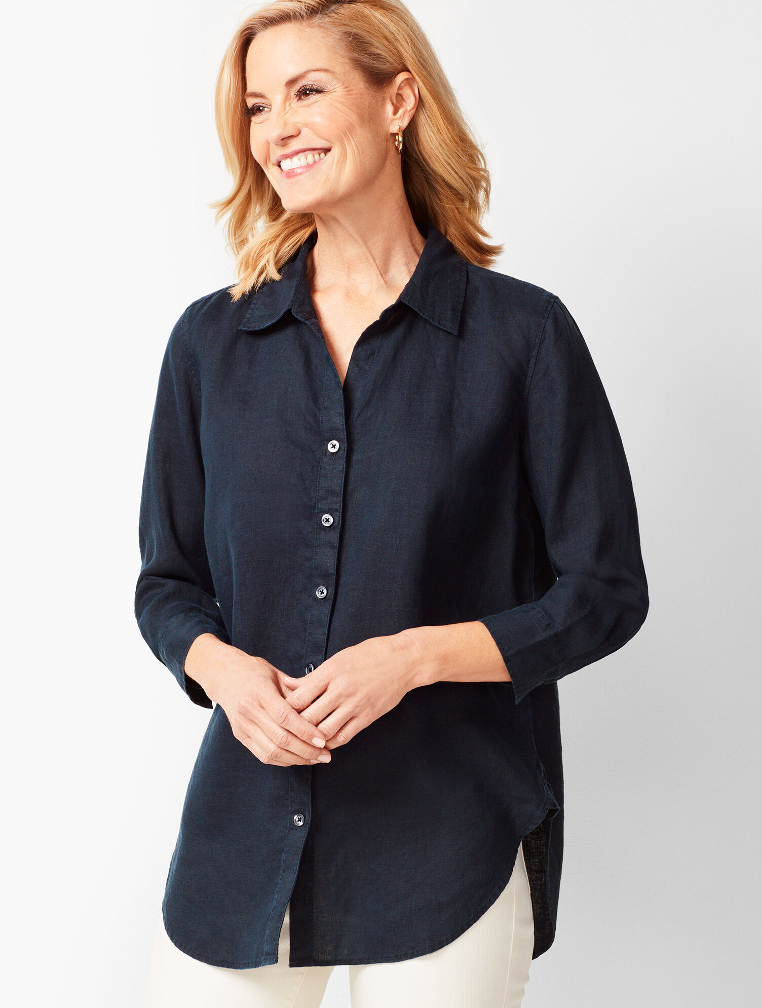 Button-Back Linen Tunic