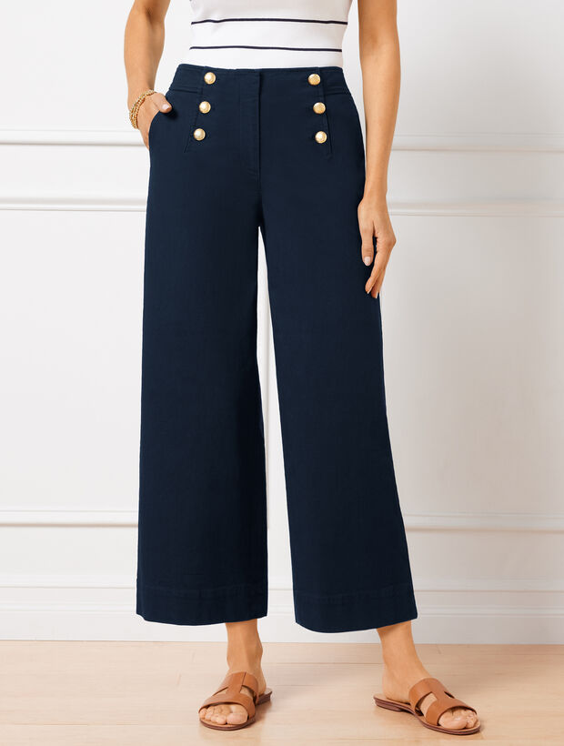 Cotton Slub Sailor Crop Pants