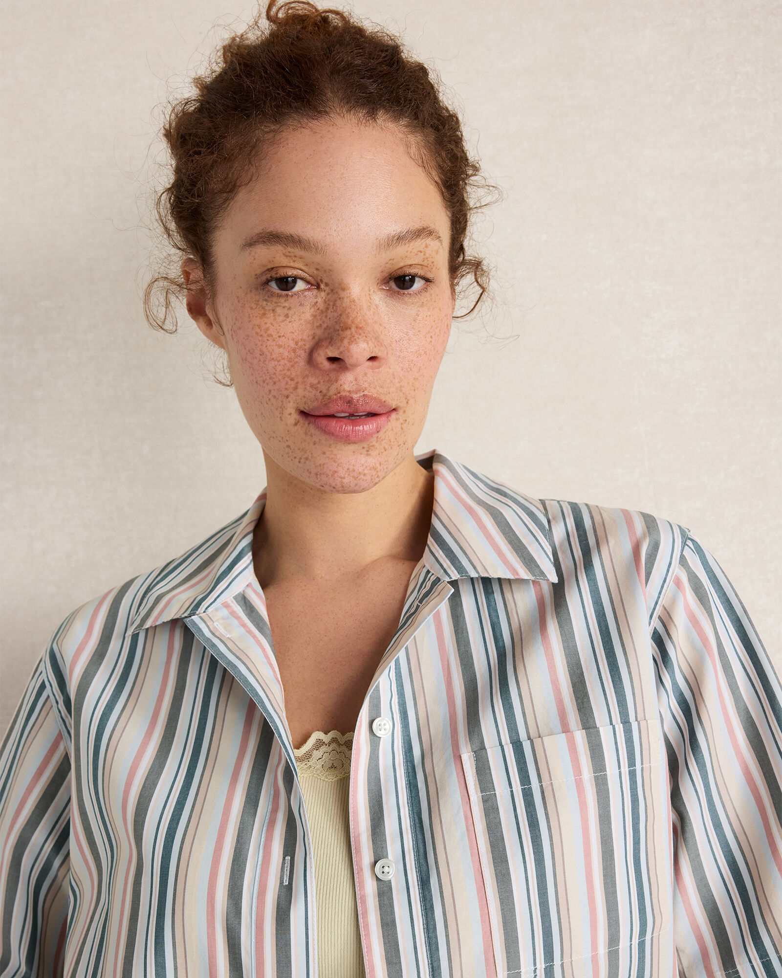 Organic Cotton Poplin Summer Stripe Pajama Top
