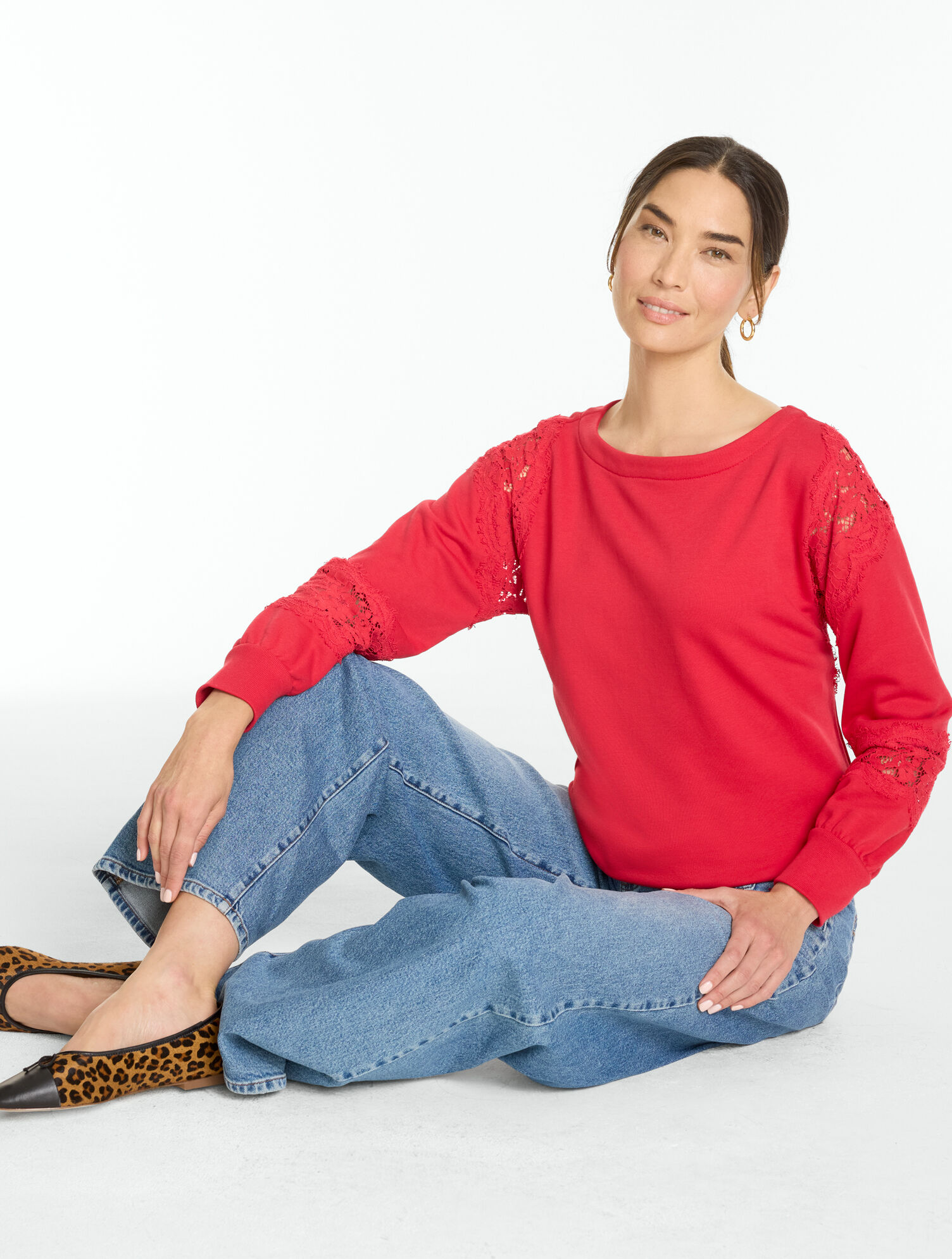 Pieced Lace Sweatshirt