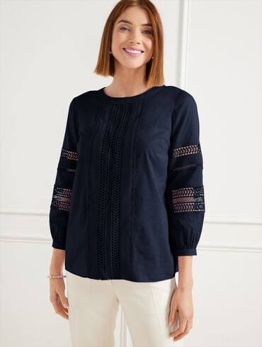 Embroidered Trim Top