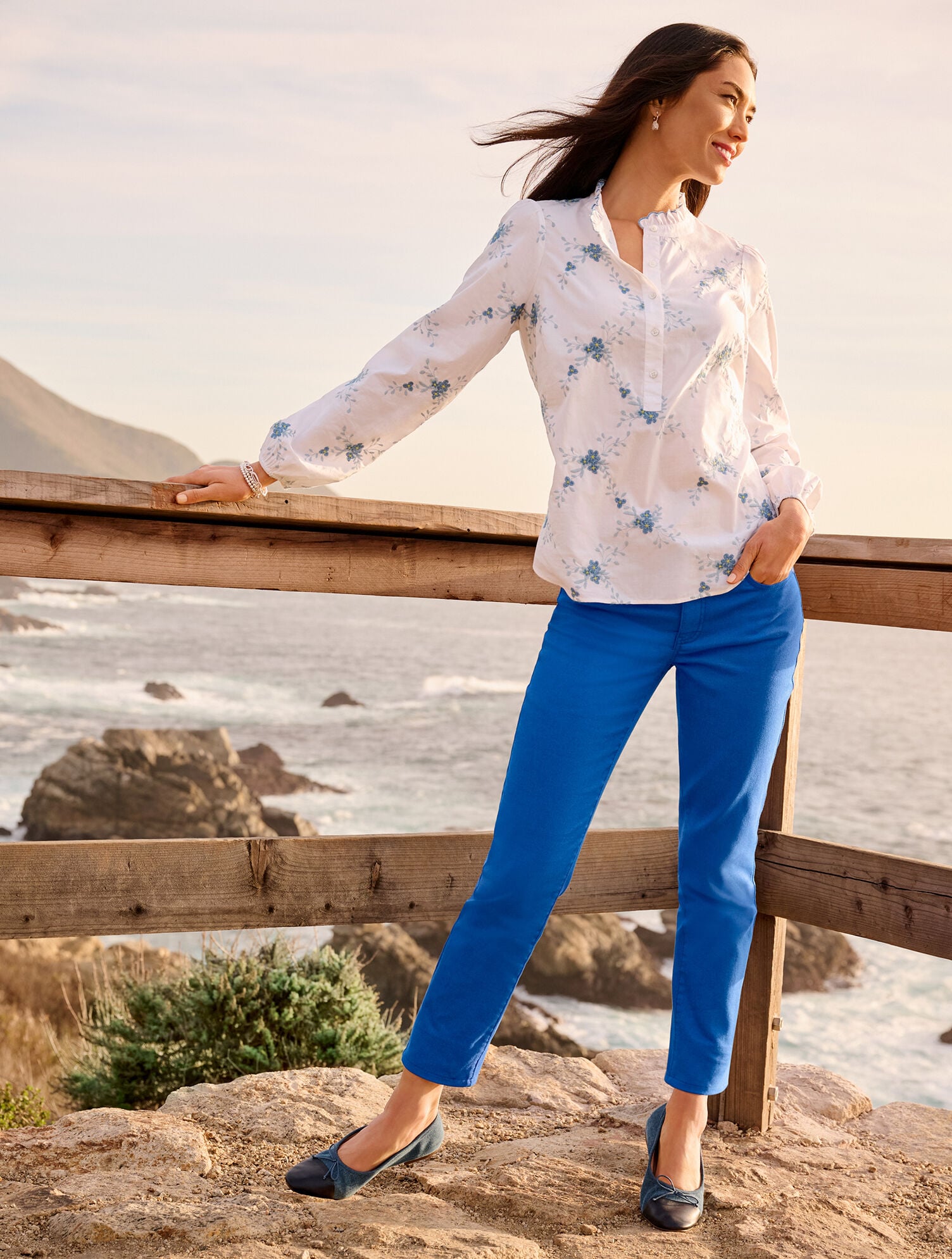 Embroidered Ruffle Top - Floral Cluster | Talbots