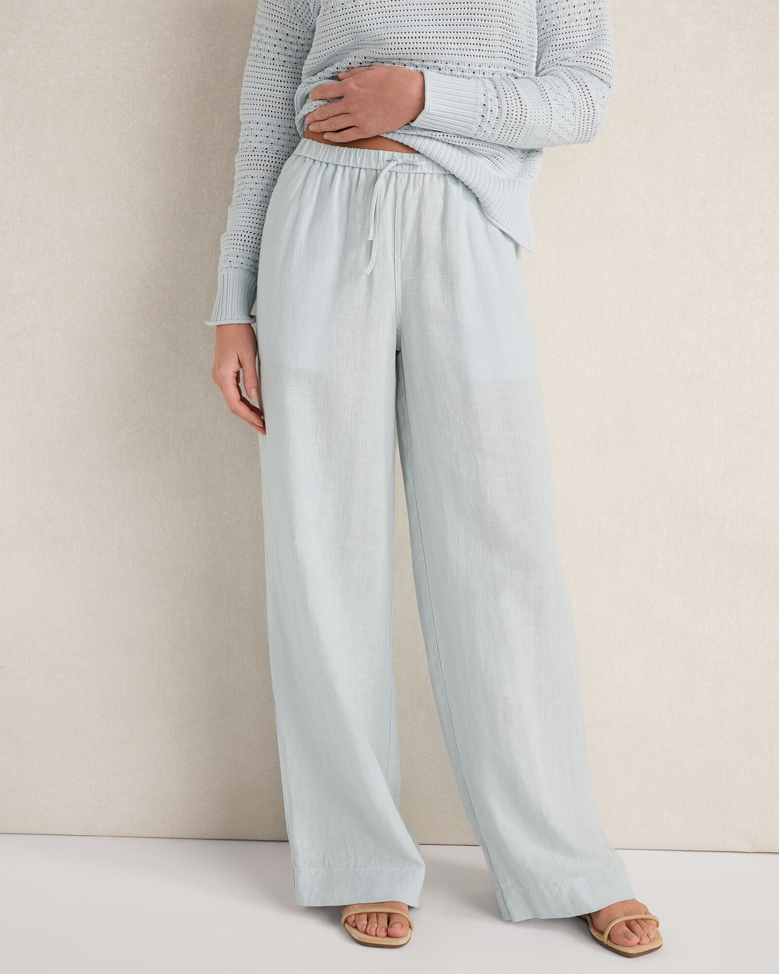Linen Wide Leg Drawstring Pants