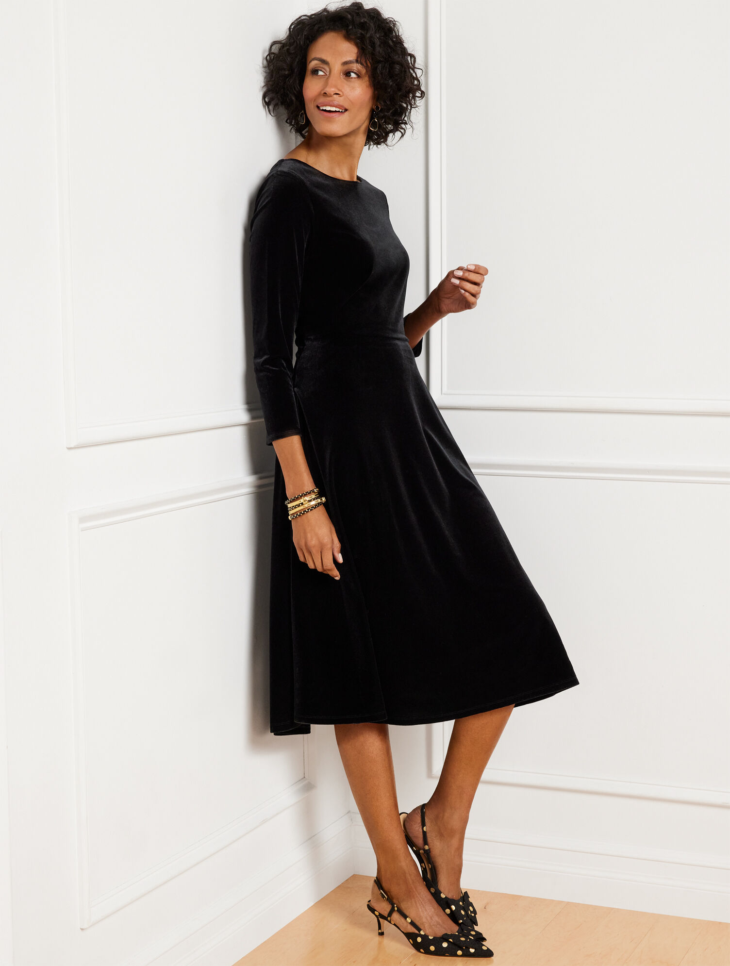 Velour Fit & Flare Dress | Talbots