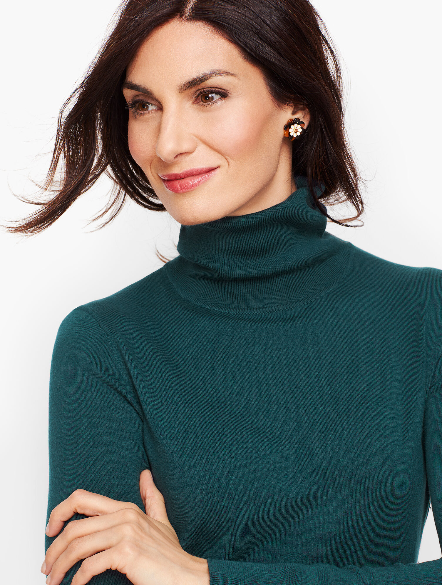 Button Cuff Turtleneck Sweater