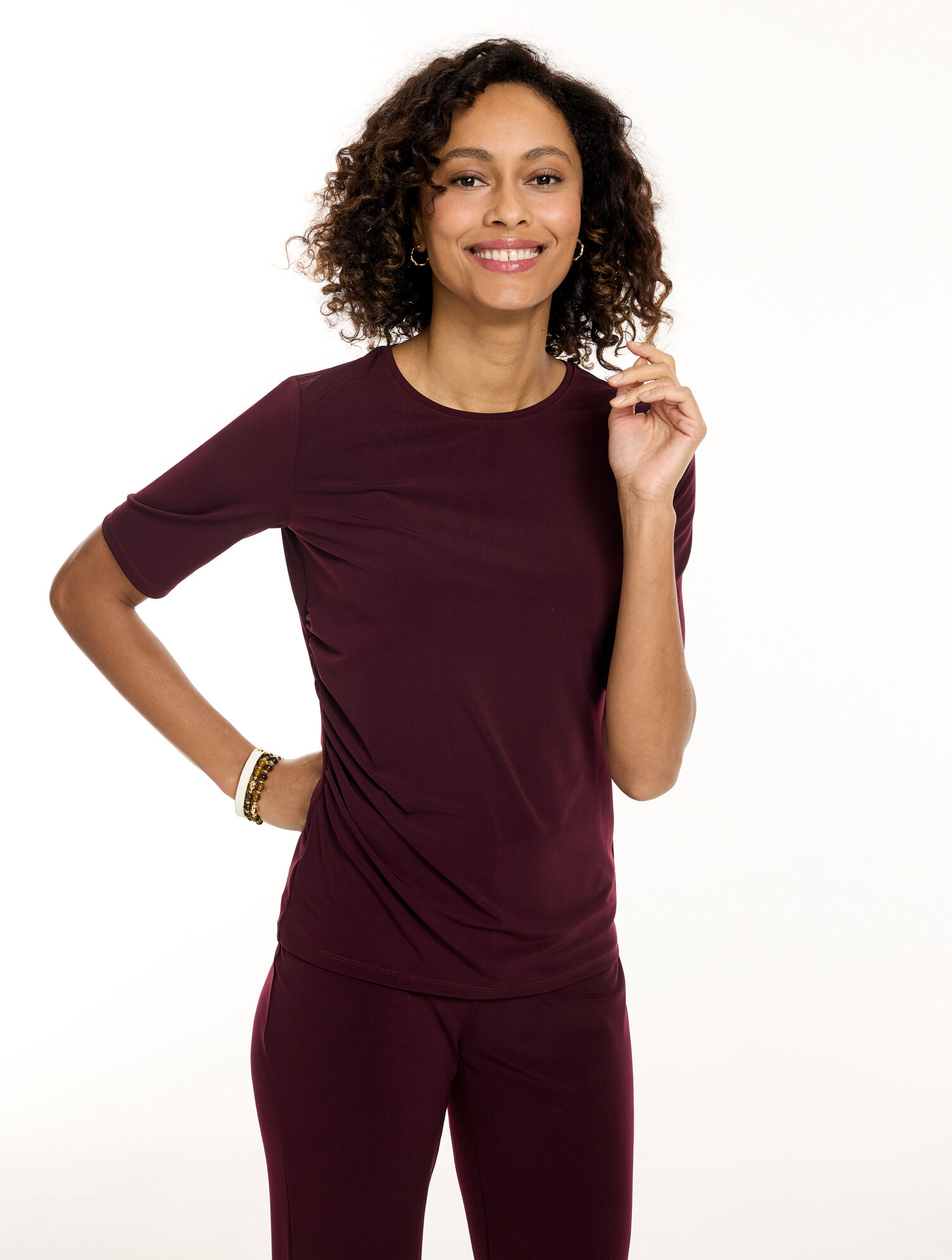 Knit Kit Ruched Crewneck Top