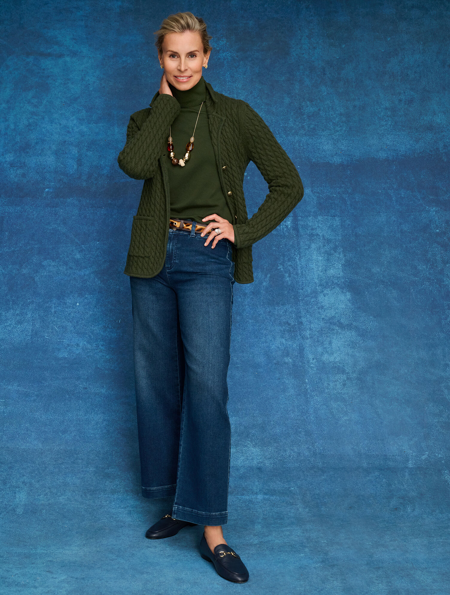 Knit Denim Wide Ankle Jeans - Holland Wash