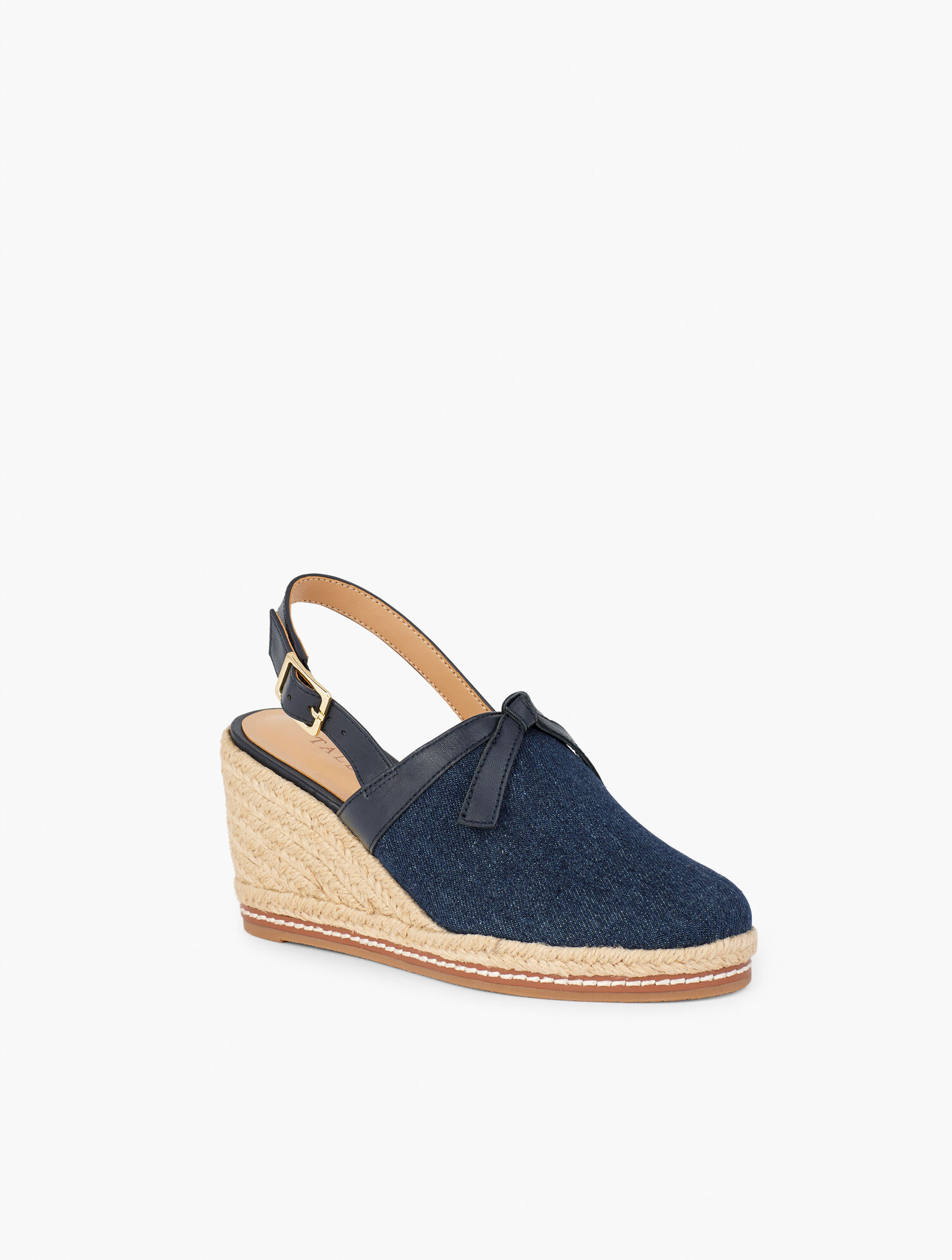 Saylor Bow Denim Wedge Sandals