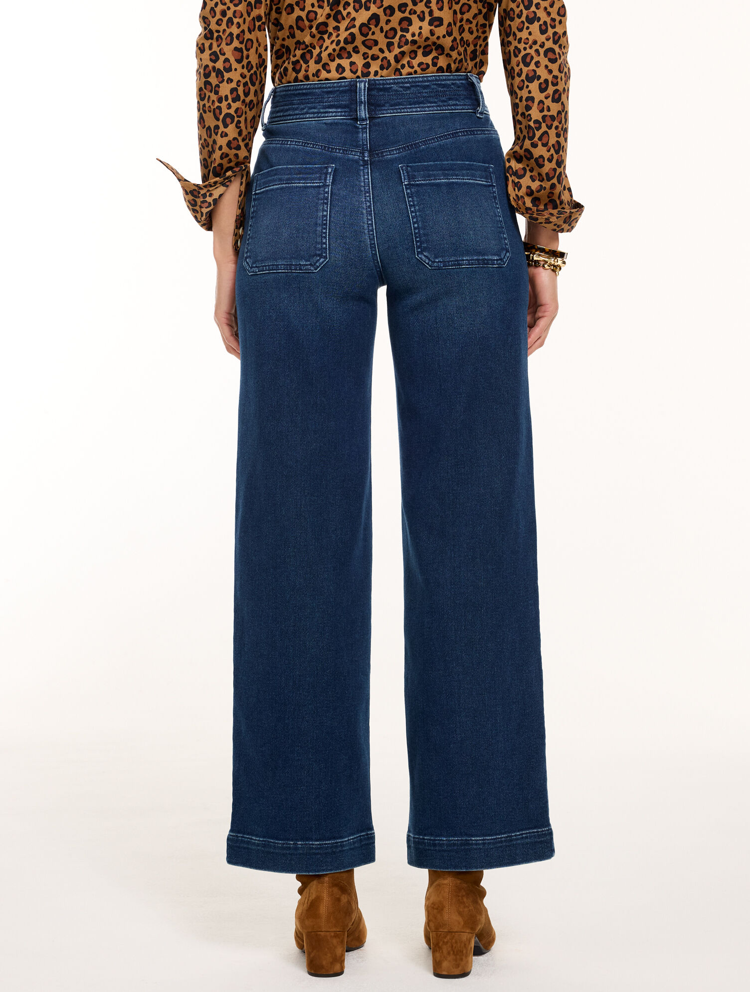 Knit Denim Wide Ankle Jeans - Holland Wash