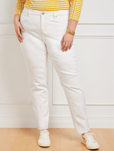 High-Waist Straight-Leg Jeans - White