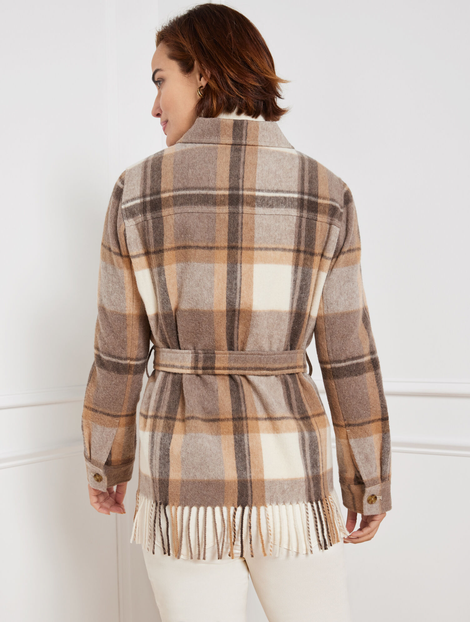 Deuce Plaid Belted Shirt Jacket