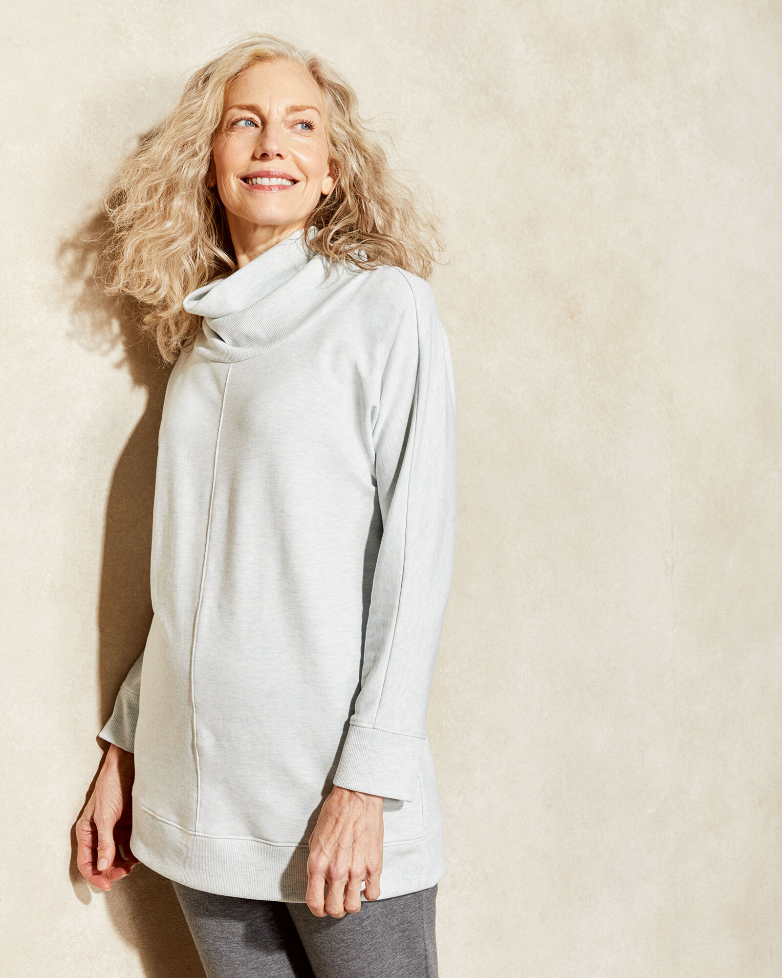 French Terry Cowl Neck Pullover