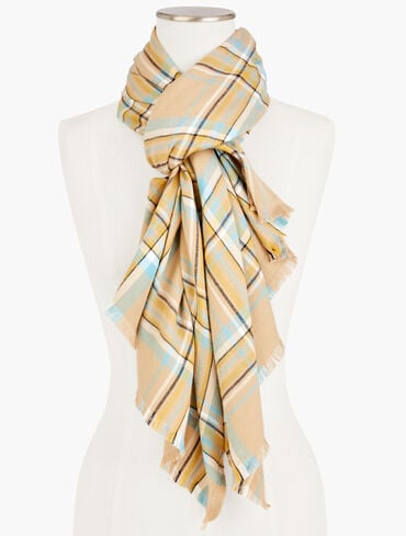 Ice Plaid Oblong Scarf
