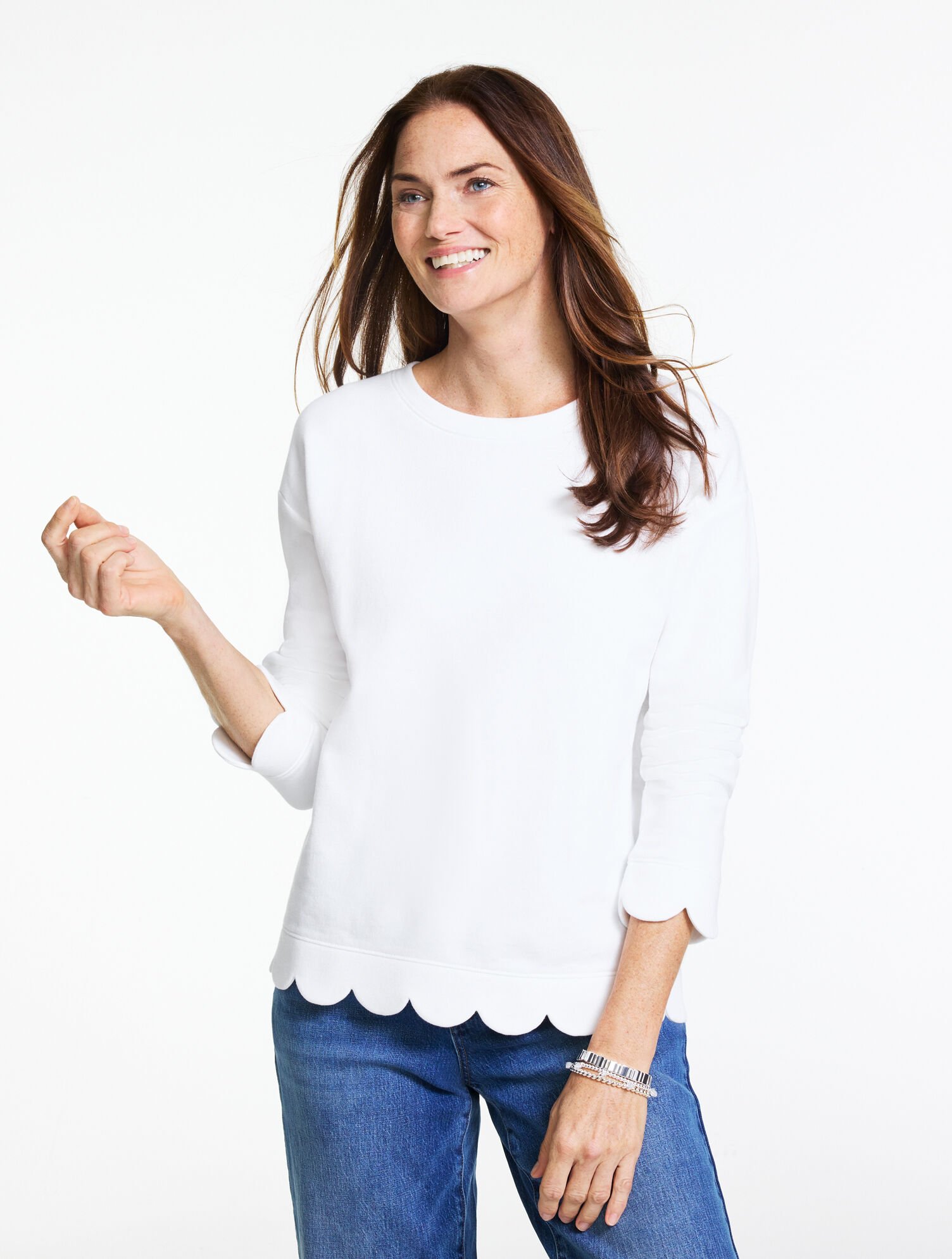 Scalloped French Terry Sweatshirt