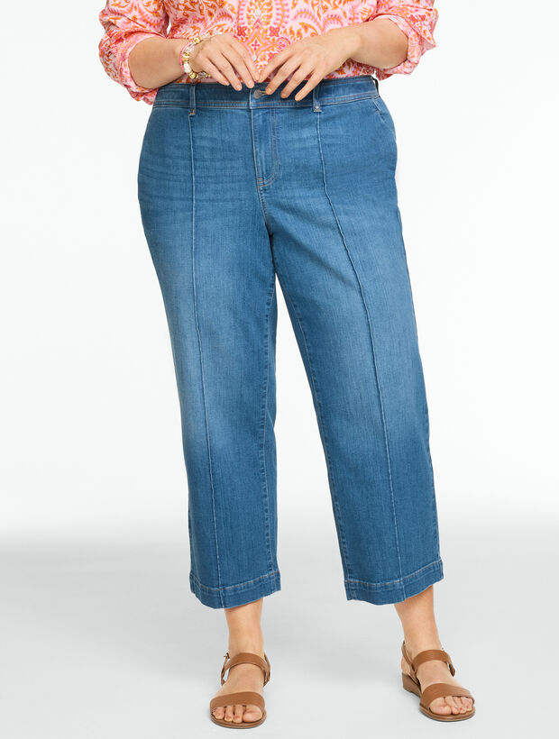 Wide Crop High Waist Lightweight Jeans - Freeport Wash