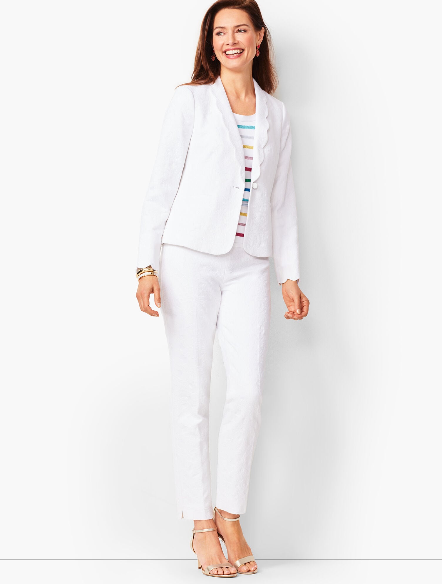 Matelassé Tailored Ankle Pants | Talbots