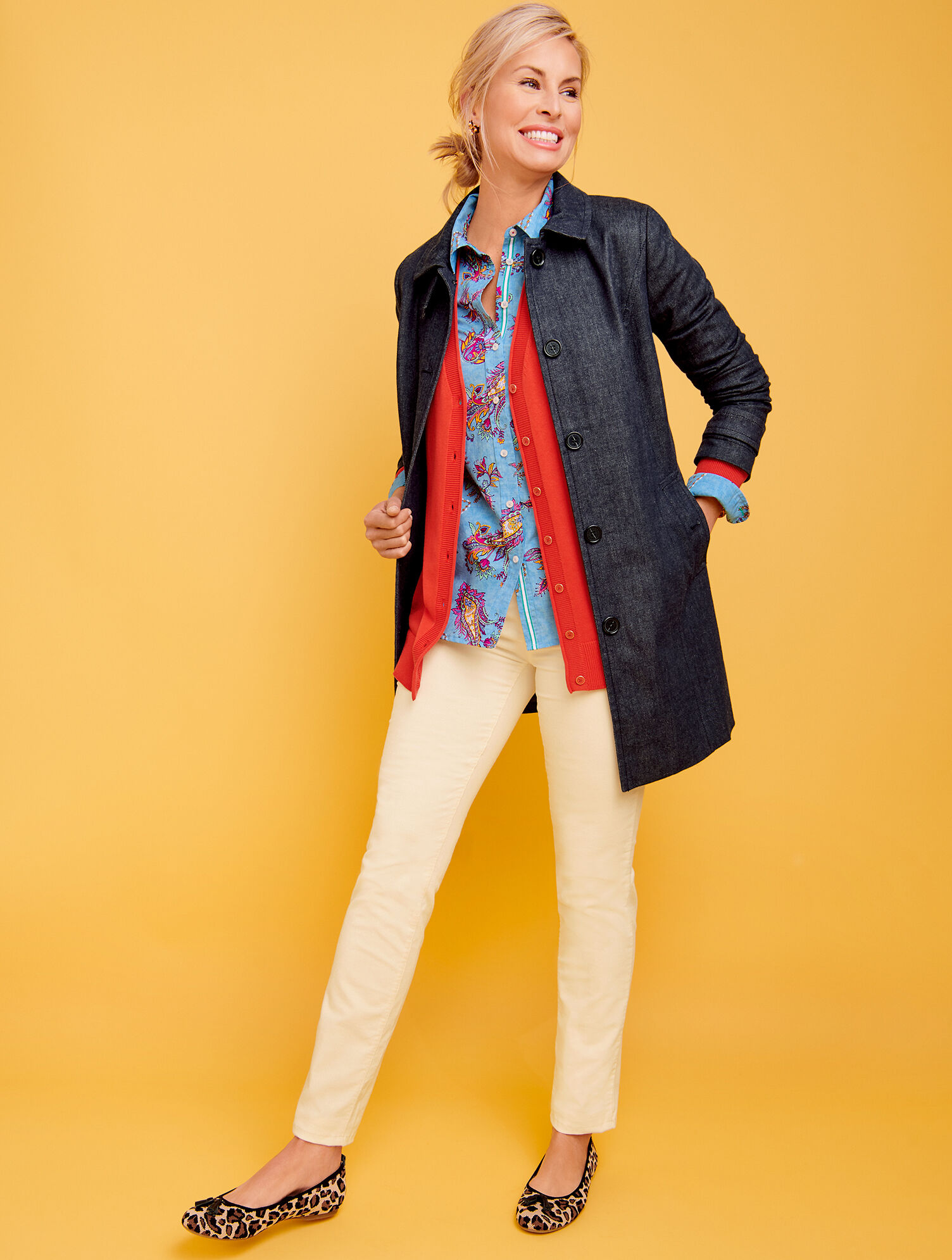 Cotton Button Front Shirt - Swirly Paisley