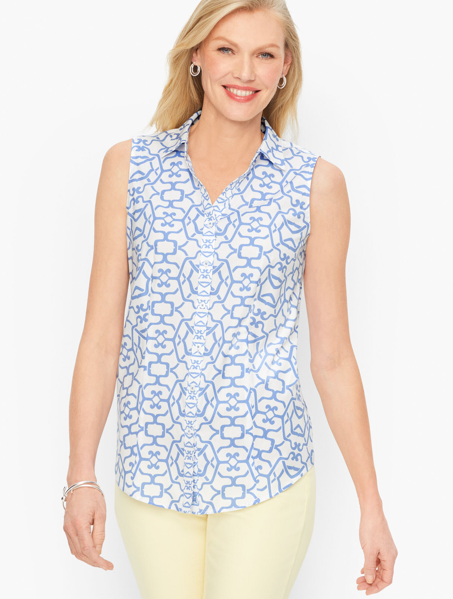 Perfect Sleeveless Shirt Bicolor Print Talbots