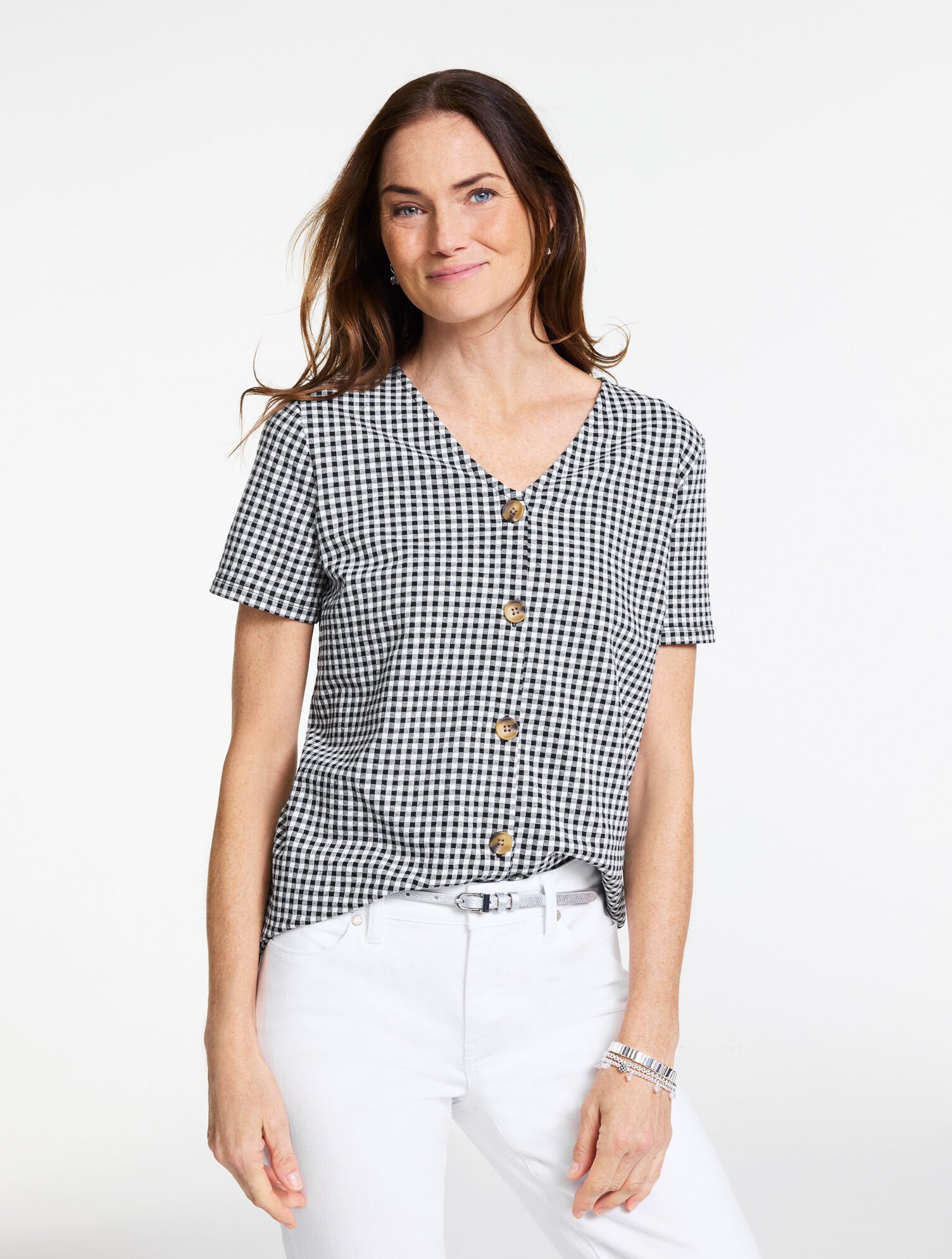 Gingham Knit Top