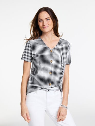 Gingham Knit Top