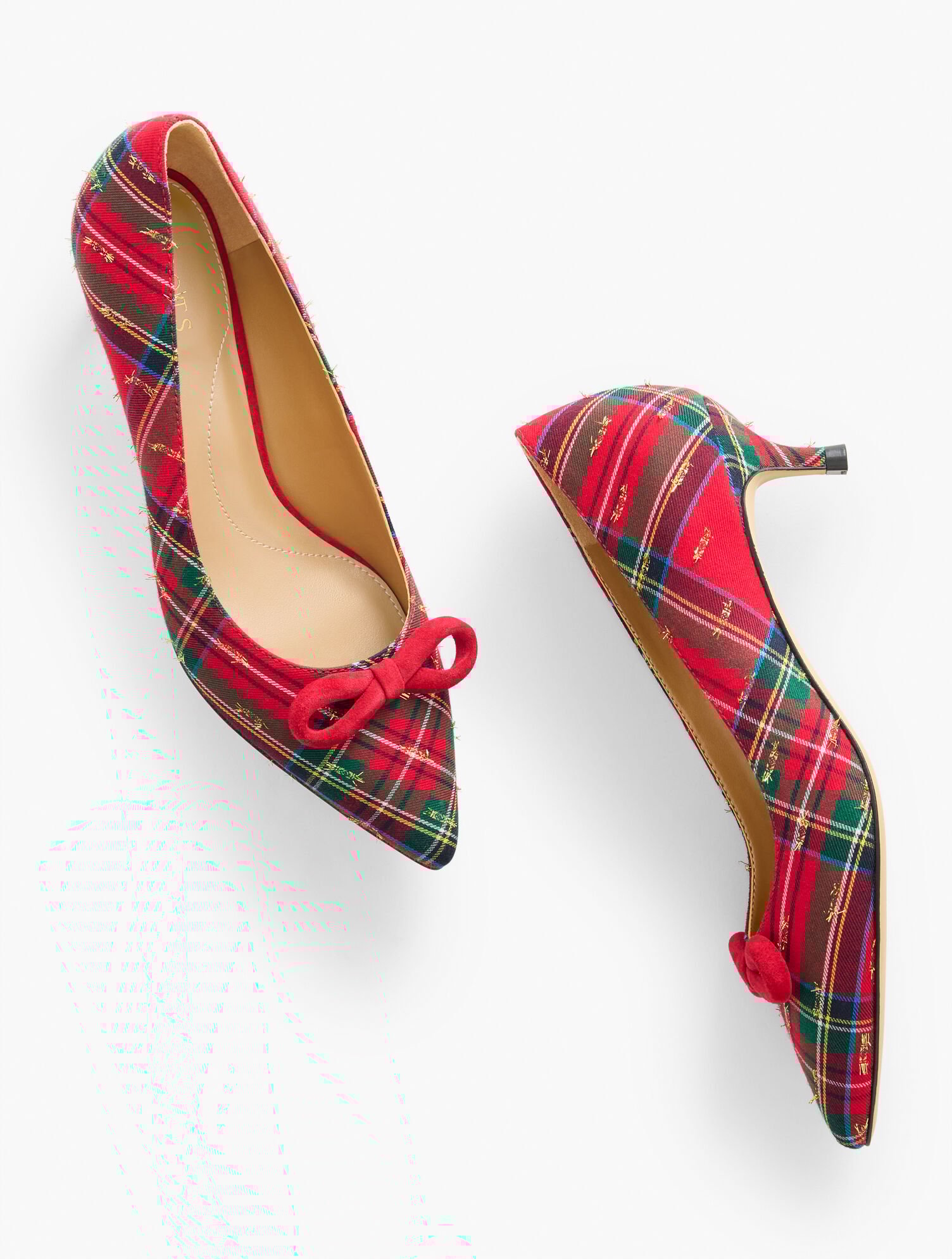 Sylvie Bow Kitten Heel Pumps Plaid Talbots
