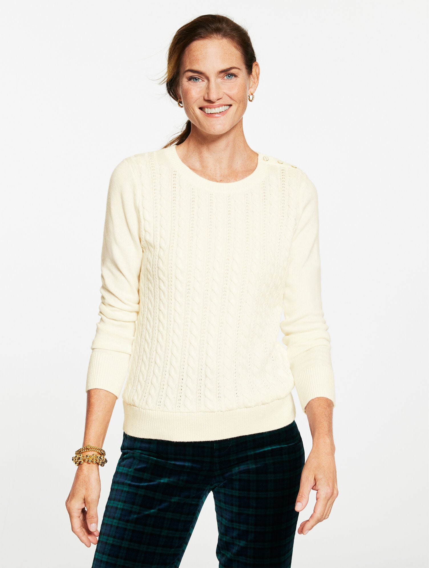 Cable Knit Crewneck Sweater - Colors