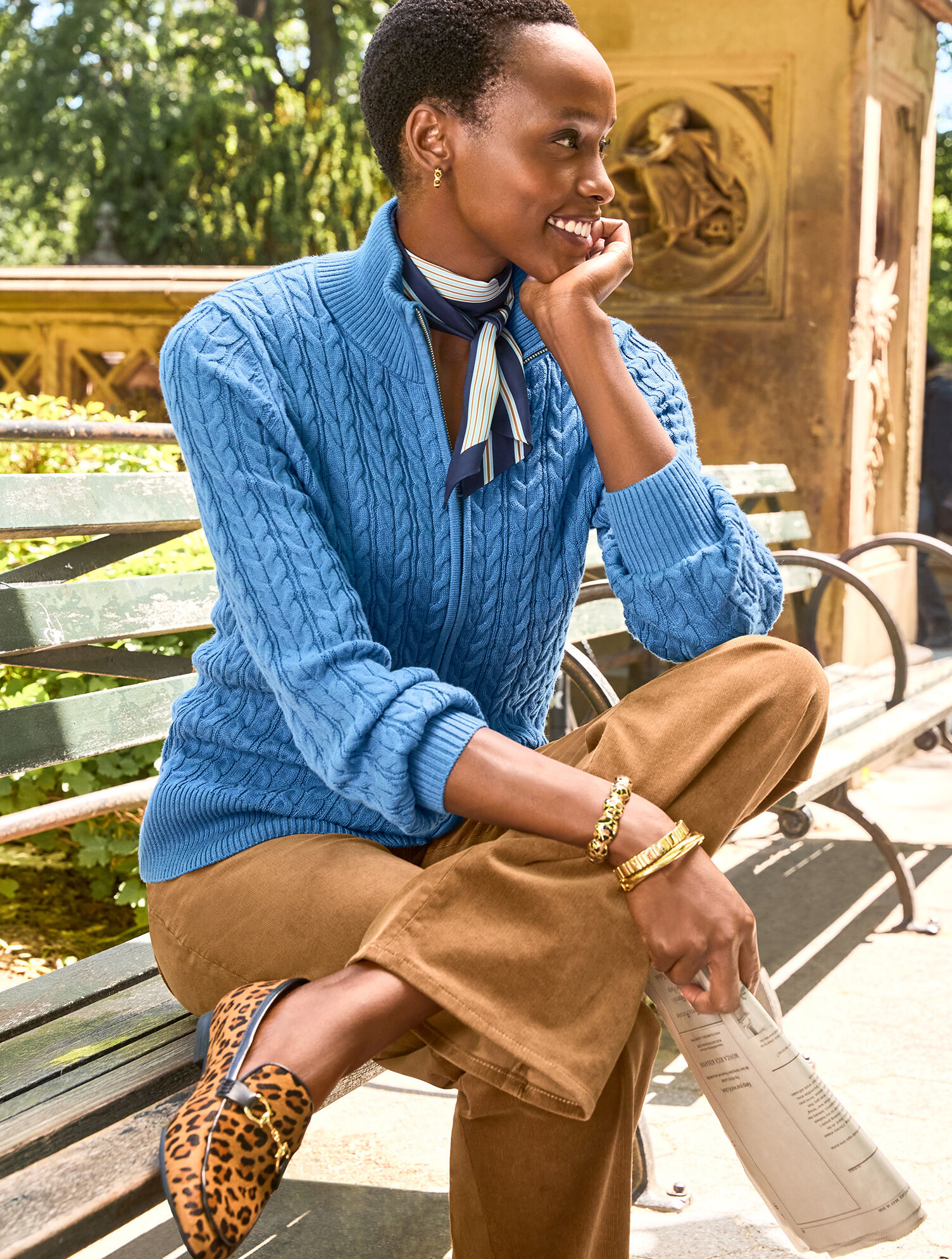 Cable Knit Full-Zip Cardigan