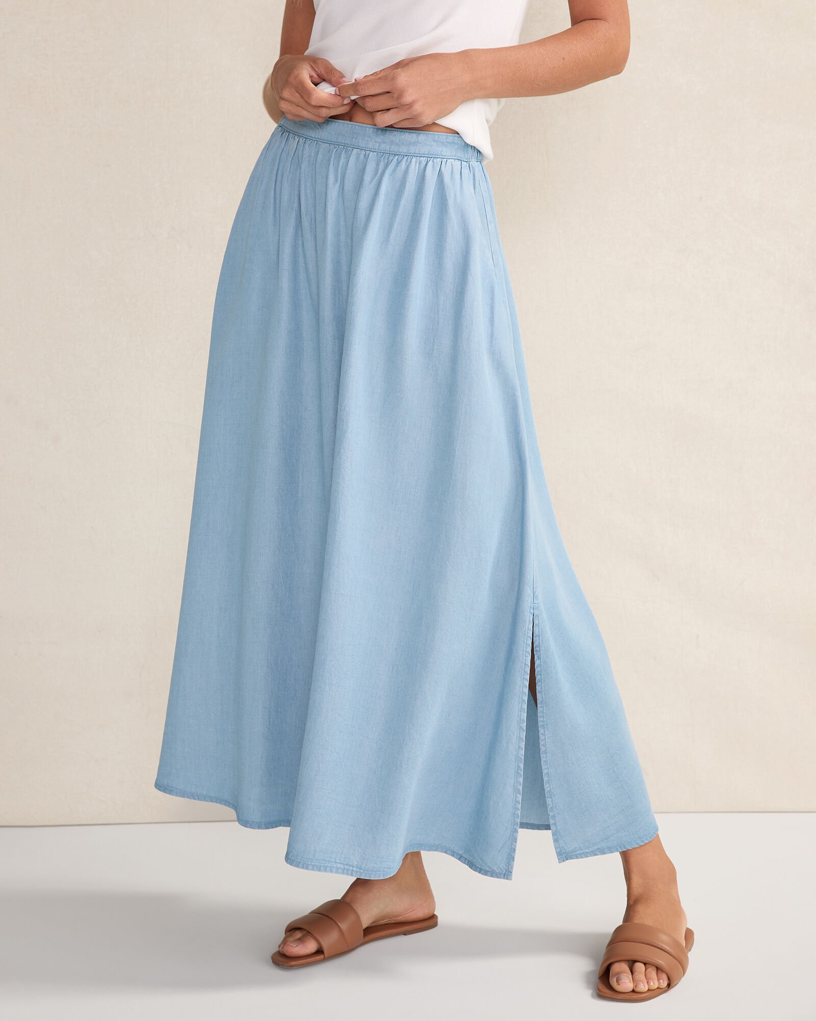 Chambray Maxi Skirt