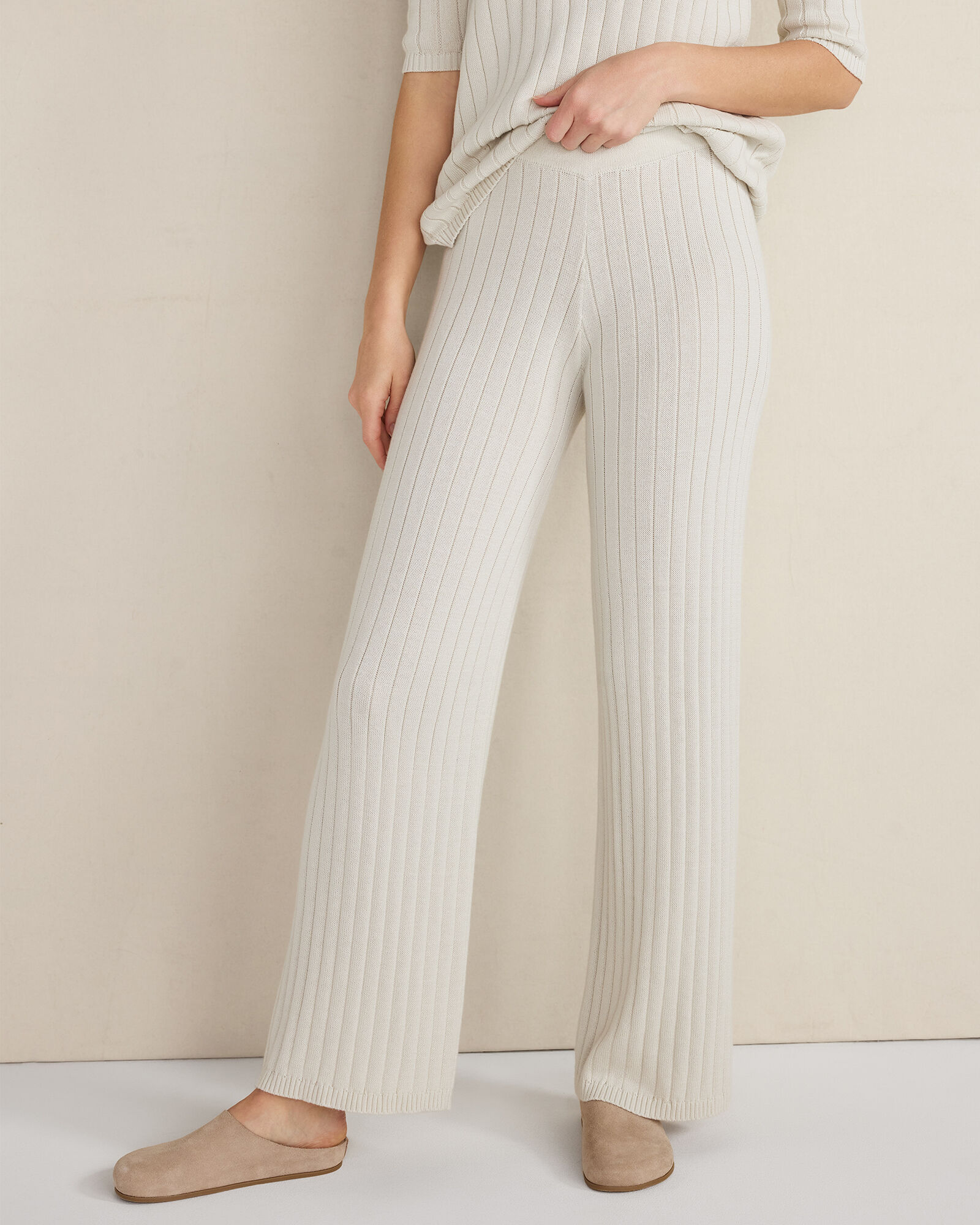 Organic Cotton Ribbed Straight Leg Pants - image 1