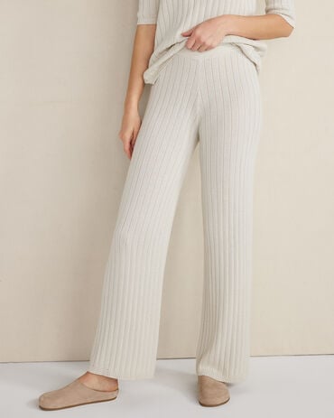 Organic Cotton Ribbed Straight Leg Pants