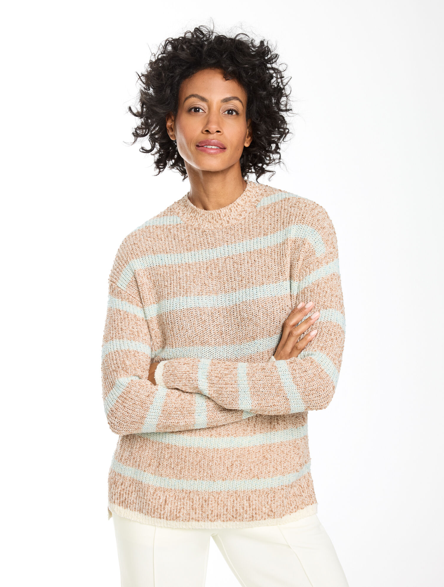 Slub Cotton Crewneck Sweater - Stripe
