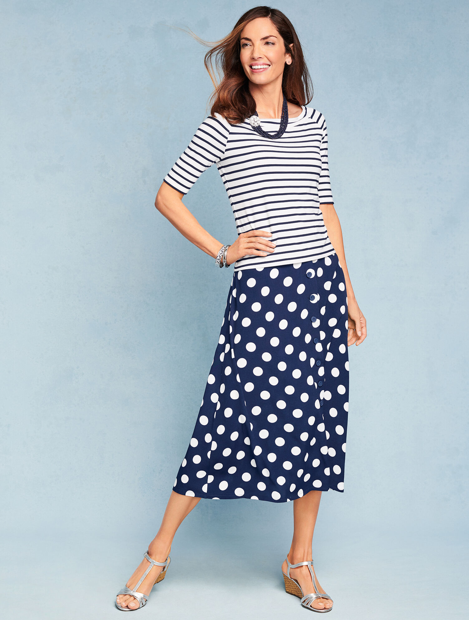 Dotty Print Midi Skirt