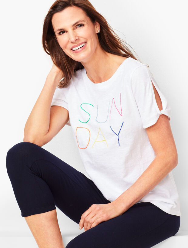 Embroidered &quot;Sunday&quot; Tee