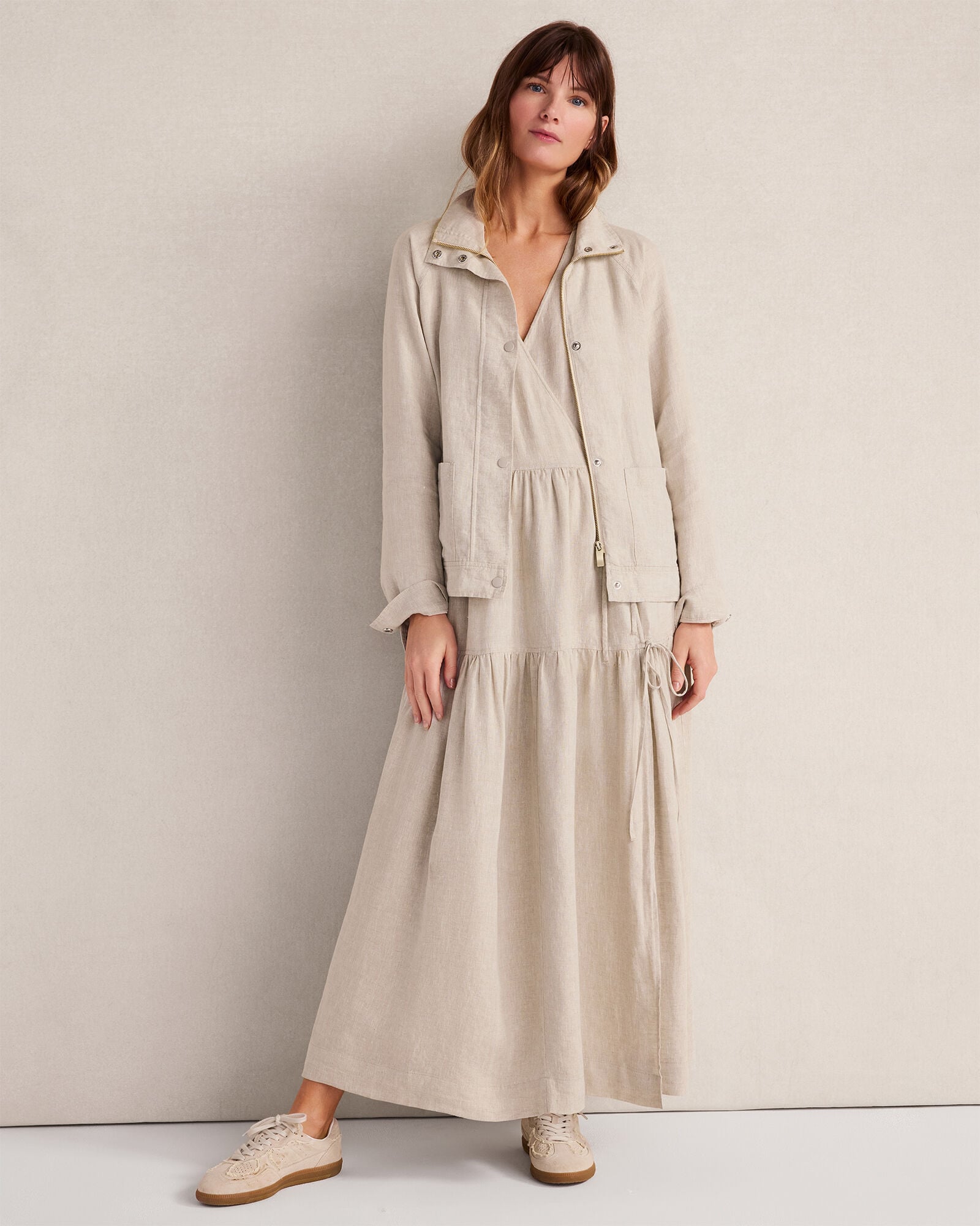 Everweave Linen Tiered Wrap Dress