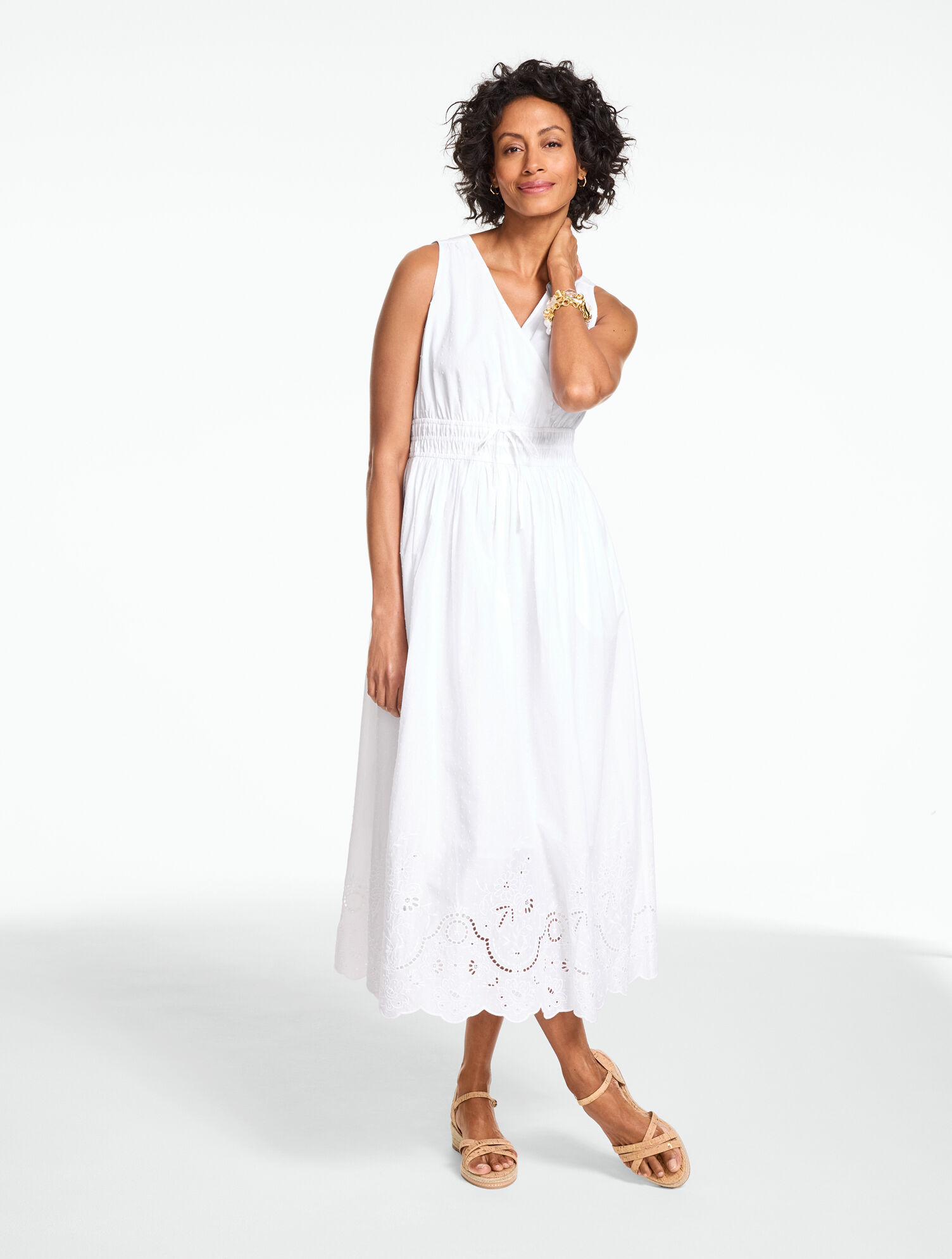 Dot Eyelet Fit &amp; Flare Midi Dress