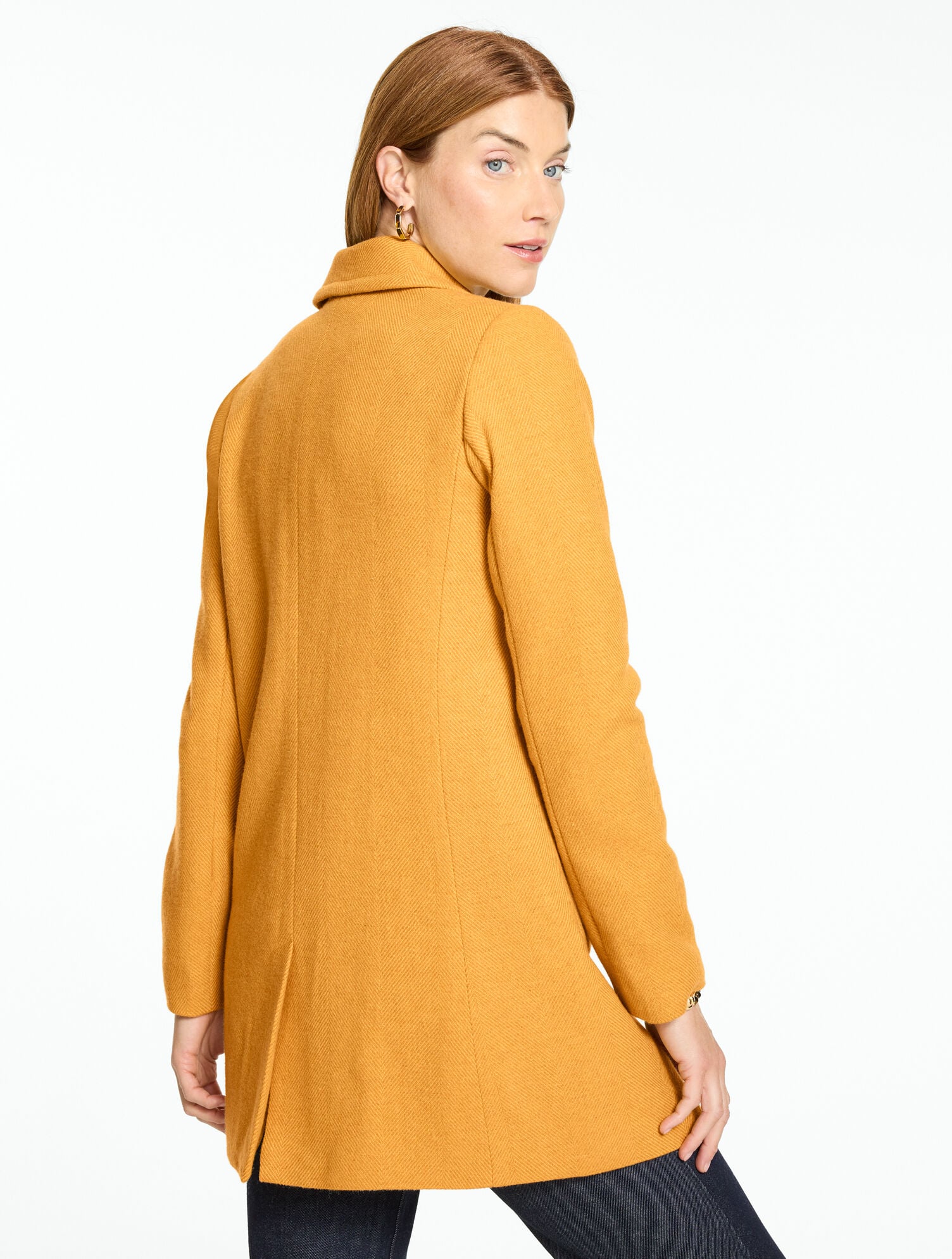 Herringbone Wool Blend Coat - thumbnail 3