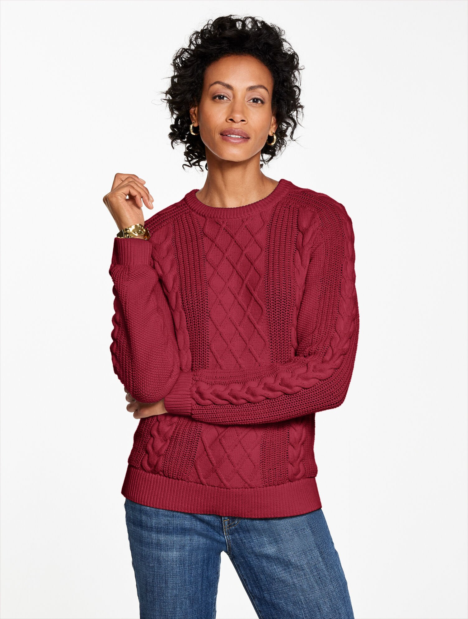 Cable Knit Crewneck Sweater