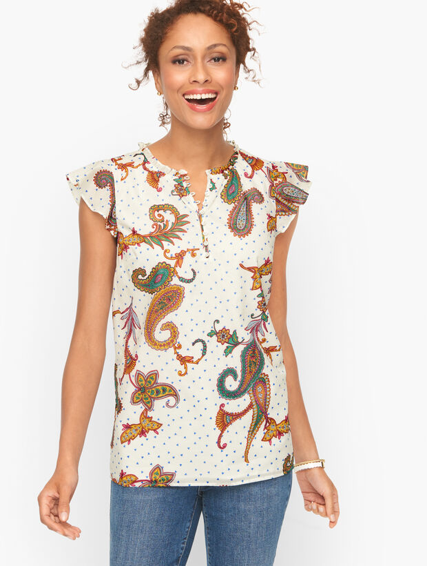 Flutter Sleeve Cotton Top - Twinkle Paisley