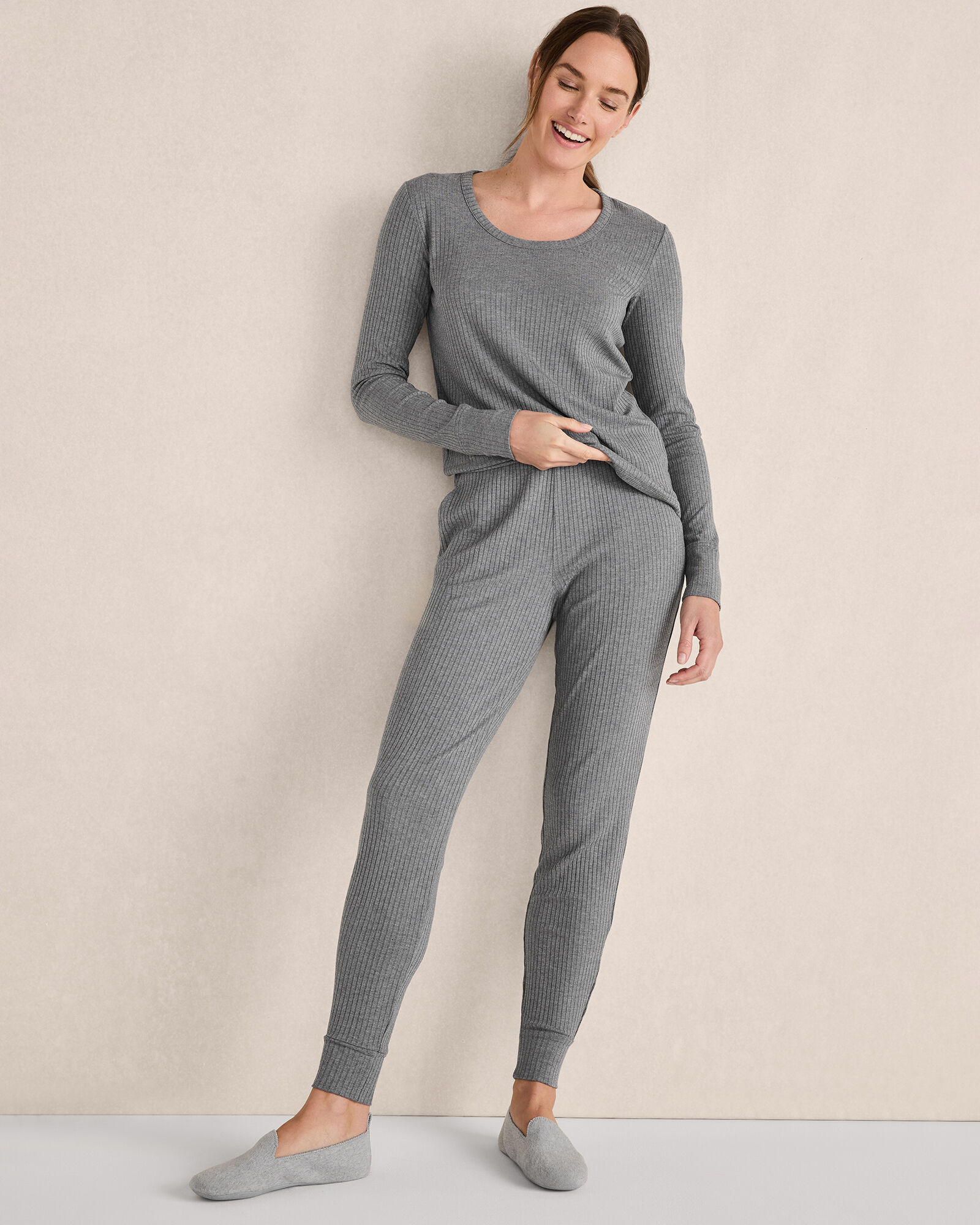 Resti Drapey Rib Knit Long Sleeve Top
