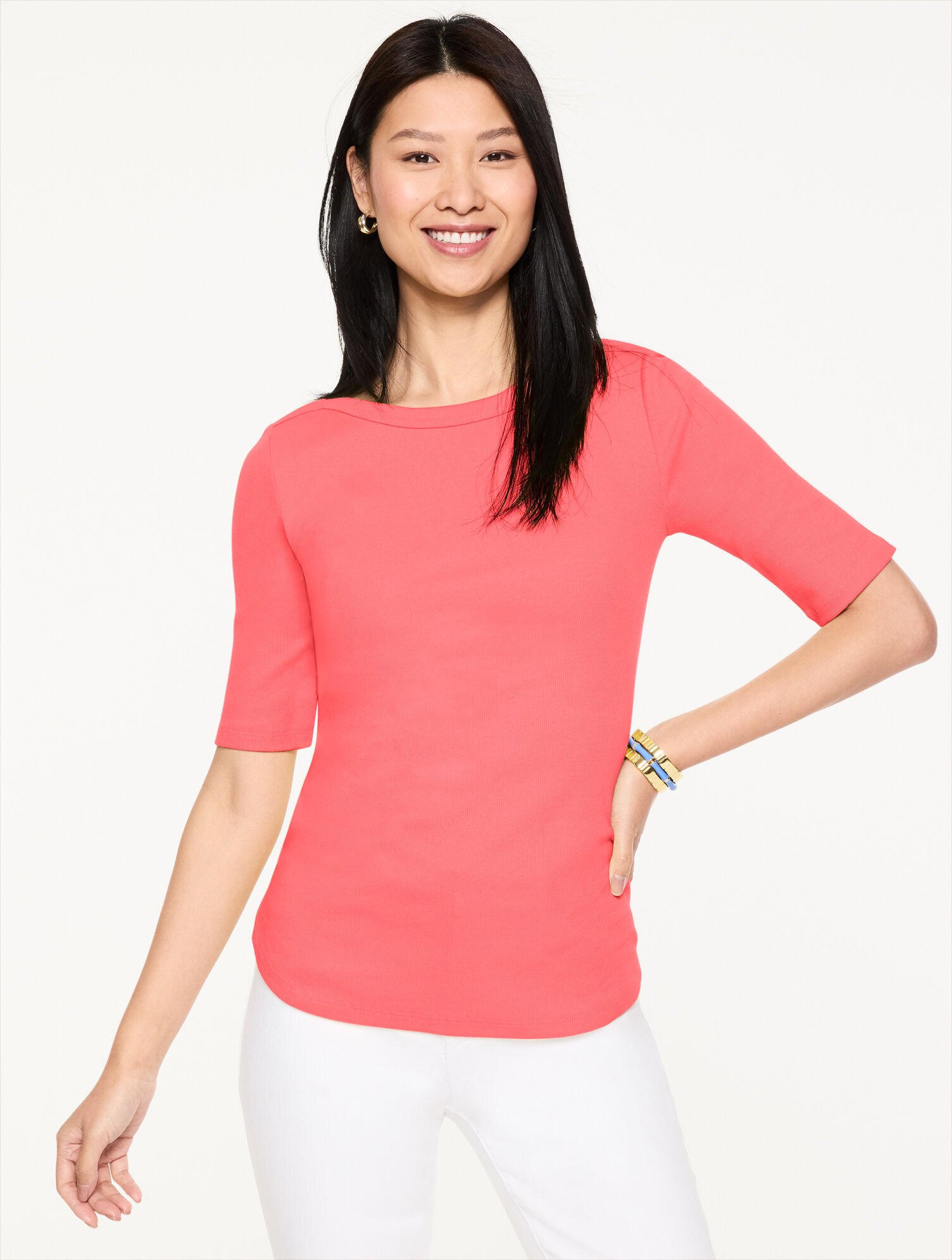 Ribbed Bateau Neck Tee