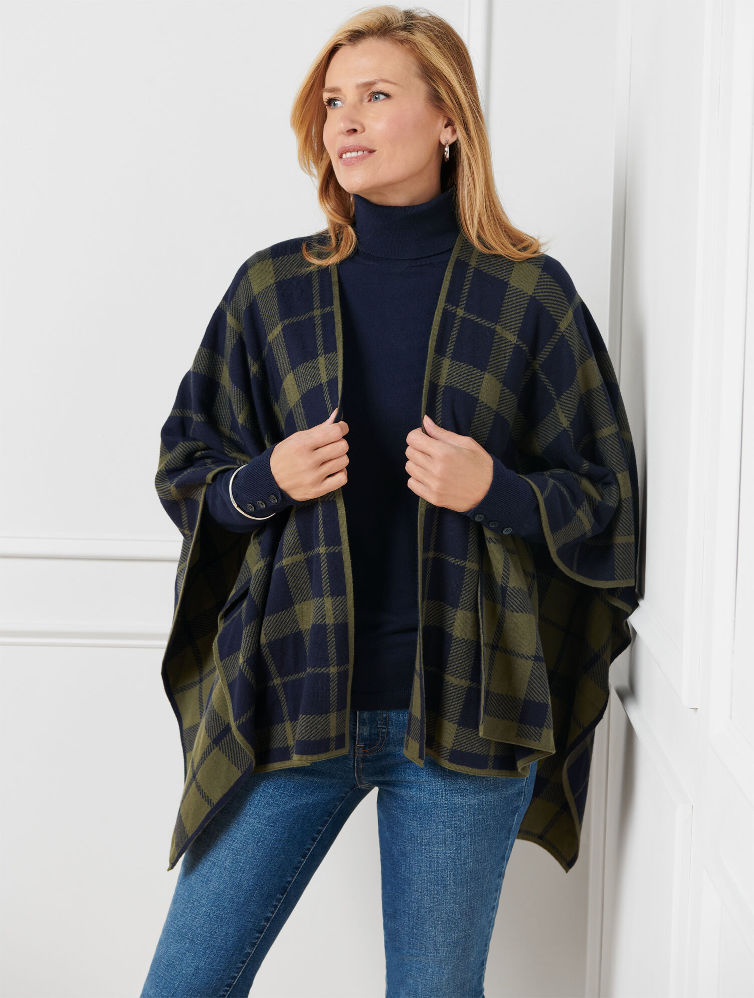 Talbots Ruanas Reversible Plaid Ruana | Talbots
