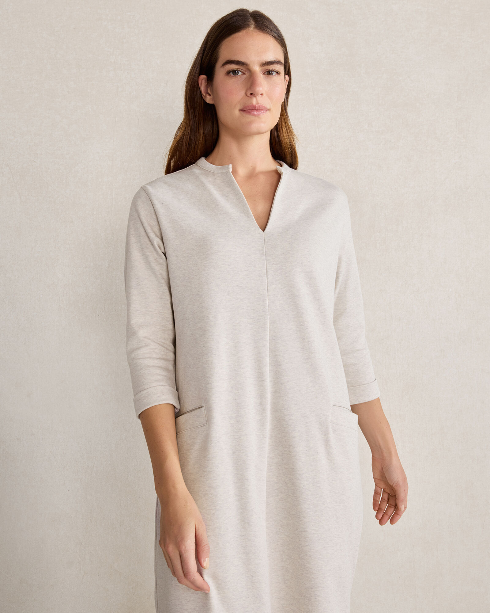 Polished Lounge Split-Neck Dress