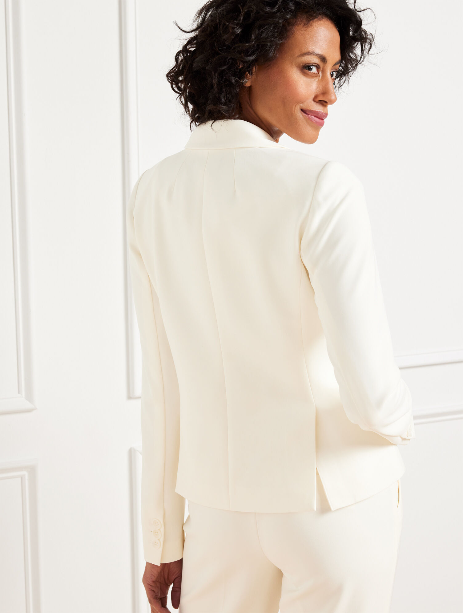 Stretch Crepe Double Breasted Blazer | Talbots