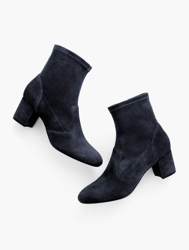 Pardo Suede Stretch Block Heel Booties